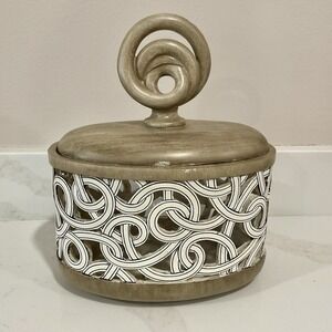 Carved Polyresin Decorative Box Light Taupe Celtic Krista Like With Lid